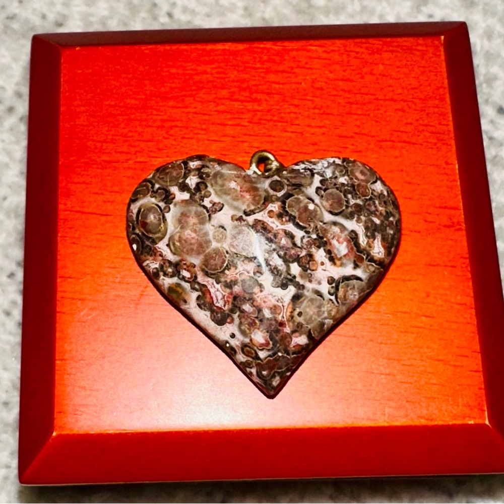 Heart-Shaped Leopard Skin Jasper Pendant